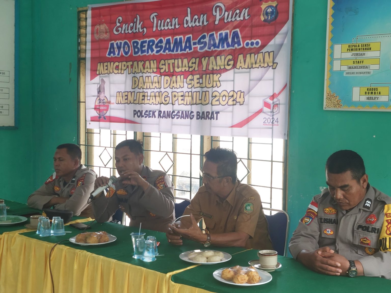 Polsek Rangsang Barat Lakukan Cooling System di Desa Telaga Baru Dalam Rangka Pemilu Damai